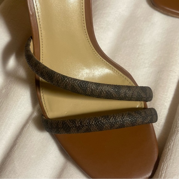 MICHAEL Michael Kors Brown and Gold 3 inch heels leather ankle strap Womens 8M - Picture 4 of 10